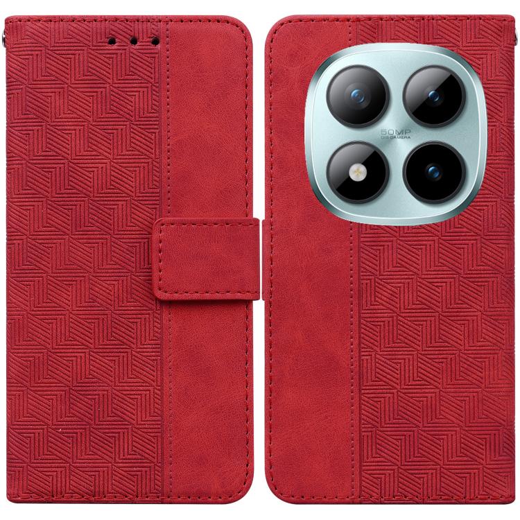 

For Redmi Note 15 Pro 5G Global 163.6mm Geometric Embossed Leather Phone Case(Red)
