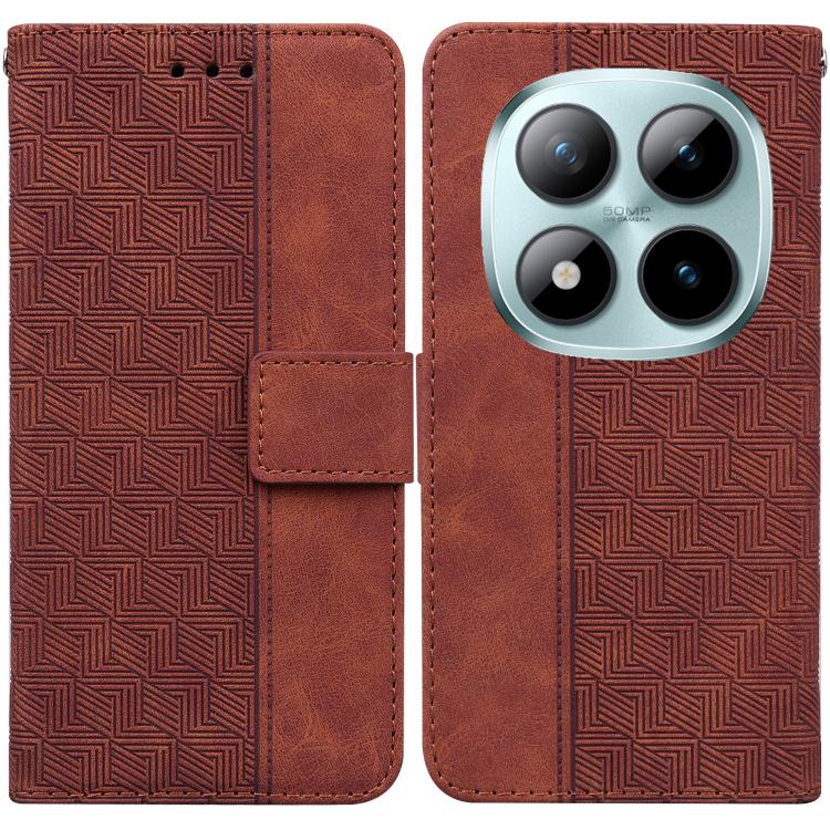 

For Redmi Note 15 Pro+ 5G Global 163.3mm Geometric Embossed Leather Phone Case(Brown)