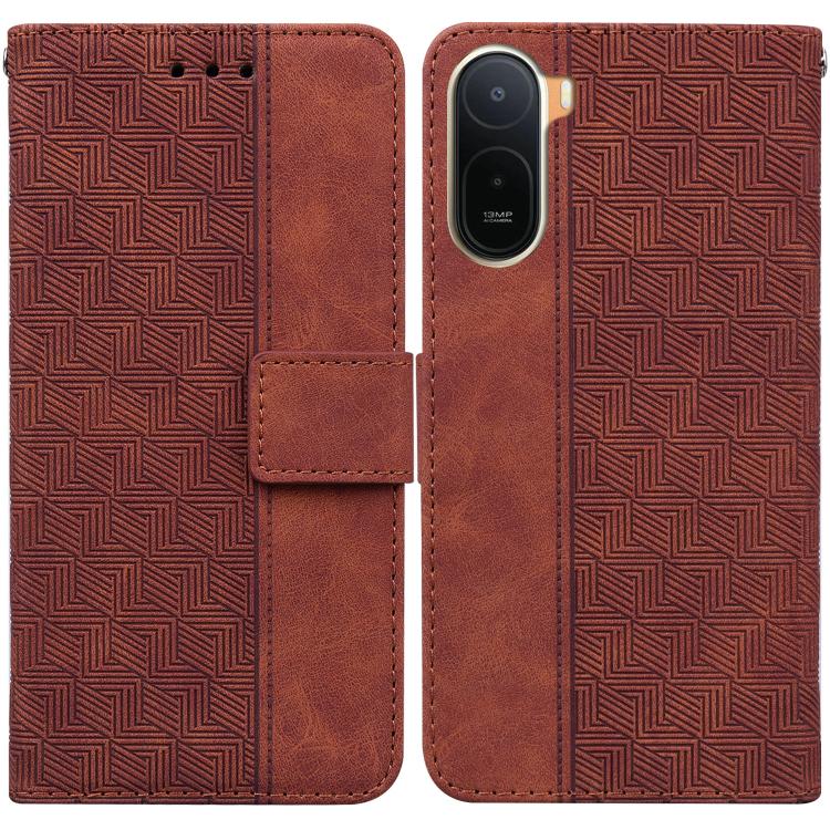 

For Redmi A7 Pro 4G / 5G 171mm / Poco C85x 5G Geometric Embossed Leather Phone Case(Brown)