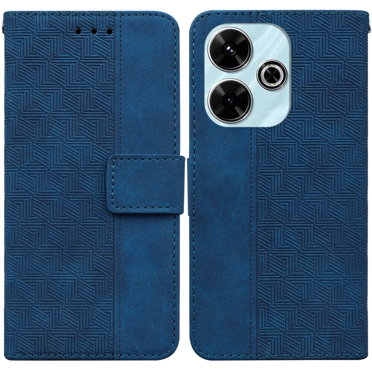 

For Xiaomi Poco M6 4G Geometric Embossed Leather Phone Case(Blue)
