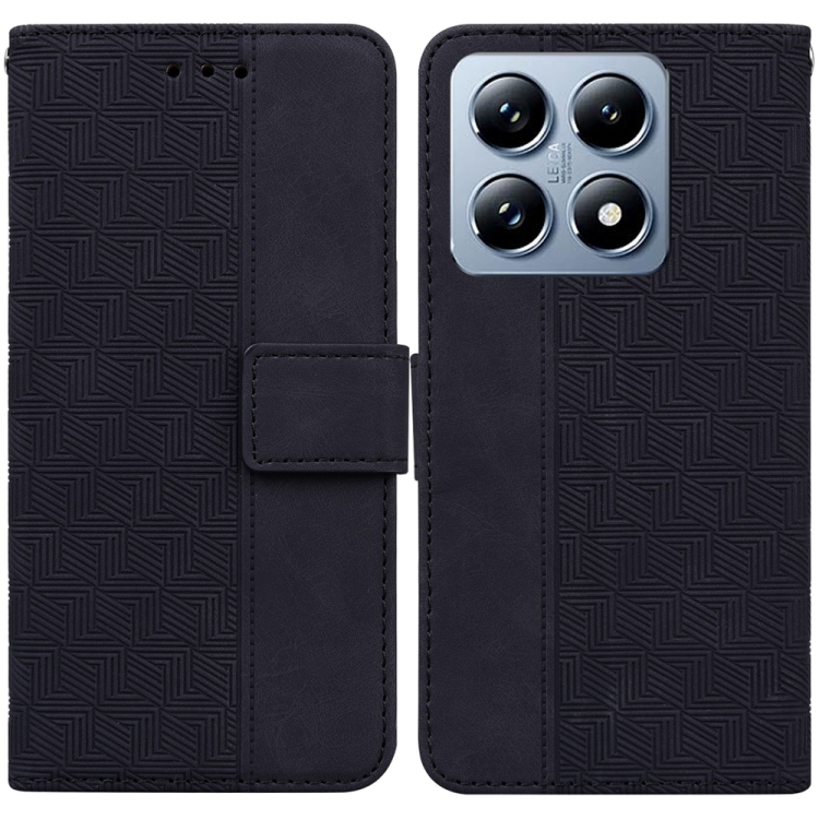 

For Xiaomi 14T Pro Geometric Embossed Leather Phone Case(Black)