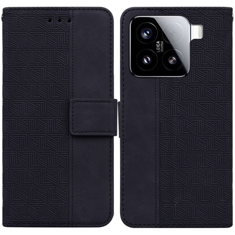 

For Xiaomi 15 Geometric Embossed Leather Phone Case(Black)