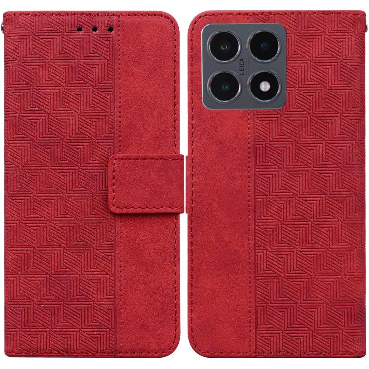 

For Xiaomi 15T 5G Geometric Embossed Leather Phone Case(Red)