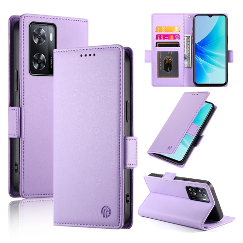 

For OPPO A57 4G Global / A77 4G Global Side Buckle Magnetic Frosted Leather Phone Case(Purple)