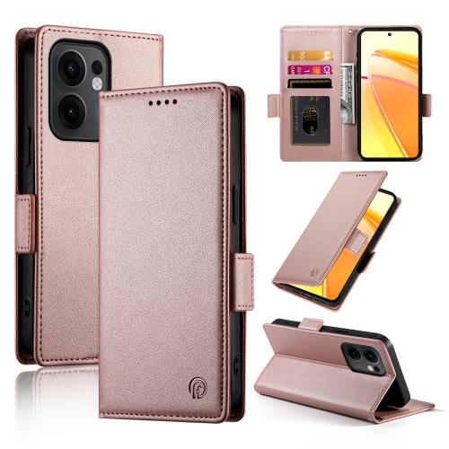 

For OPPO Reno13 F 4G / 5G Side Buckle Magnetic Frosted Leather Phone Case(Rose Gold)