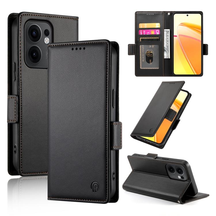 

For OPPO Reno13 F 4G / 5G Side Buckle Magnetic Frosted Leather Phone Case(Black)