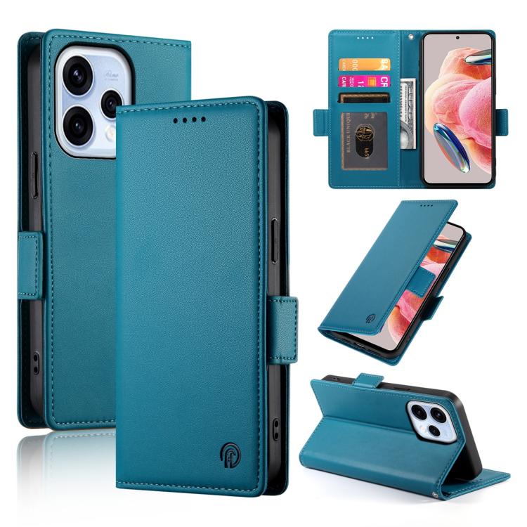 For OPPO Reno15 5G / Reno 15c 5G Side Buckle Magnetic Frosted Leather Phone Case(Blue)