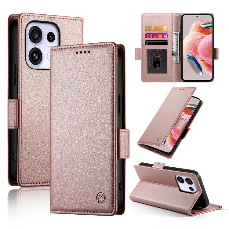 For OPPO Reno16 F 5G / Reno16 FS 5G Side Buckle Magnetic Frosted Leather Phone Case(Rose Gold)