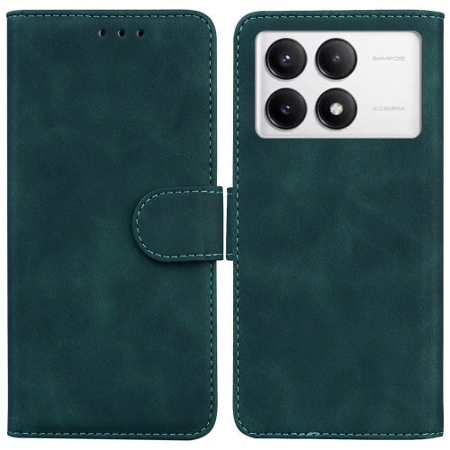 

For Xiaomi Poco F6 Pro Skin Feel Pure Color Flip Leather Phone Case(Green)