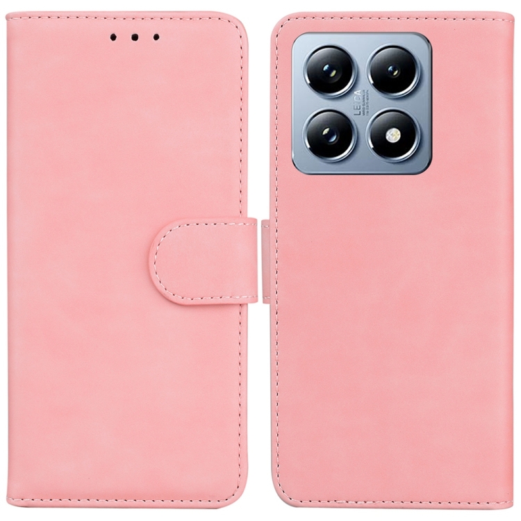 

For Xiaomi 14T Pro Skin Feel Pure Color Flip Leather Phone Case(Pink)