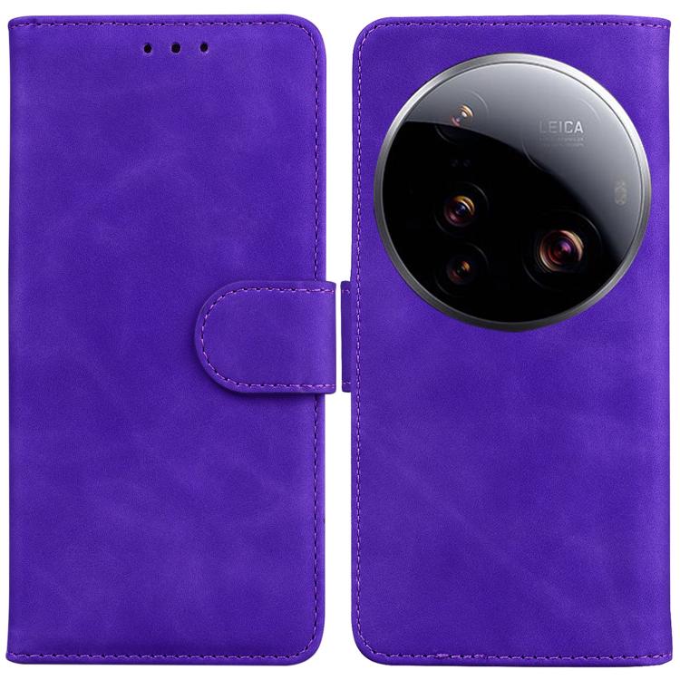 

For Xiaomi 15 Ultra Skin Feel Pure Color Flip Leather Phone Case(Purple)