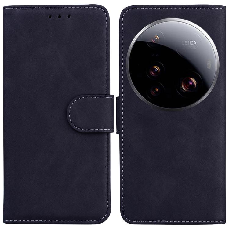 

For Xiaomi 15 Ultra Skin Feel Pure Color Flip Leather Phone Case(Black)