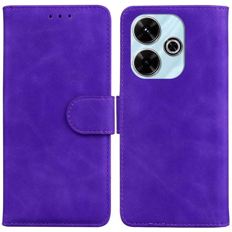 

For Redmi 13 4G Skin Feel Pure Color Flip Leather Phone Case(Purple)