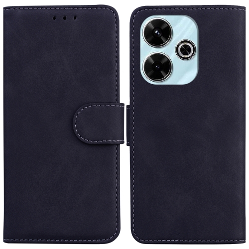

For Xiaomi Redmi 13 4G Skin Feel Pure Color Flip Leather Phone Case(Black)