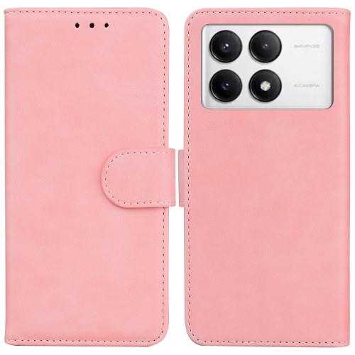 

For Xiaomi Redmi K70 / K70 Pro Skin Feel Pure Color Flip Leather Phone Case(Pink)