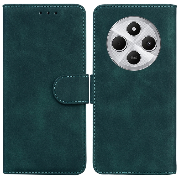 

For Redmi 14C 4G Skin Feel Pure Color Flip Leather Phone Case(Green)