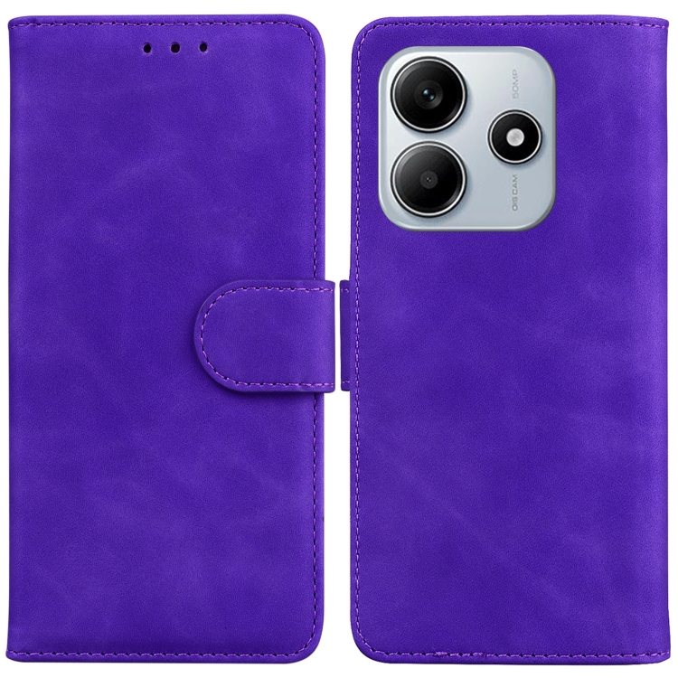 

For Redmi Note 14 5G Skin Feel Pure Color Flip Leather Phone Case(Purple)