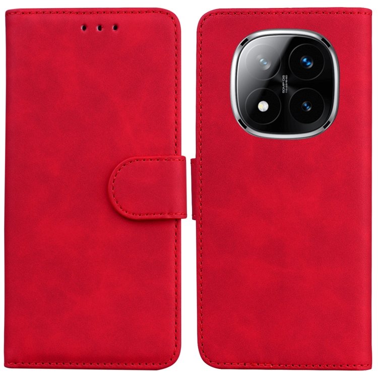

For Redmi Note 14 Pro / Note 14 Pro+ 5G Skin Feel Pure Color Flip Leather Phone Case(Red)