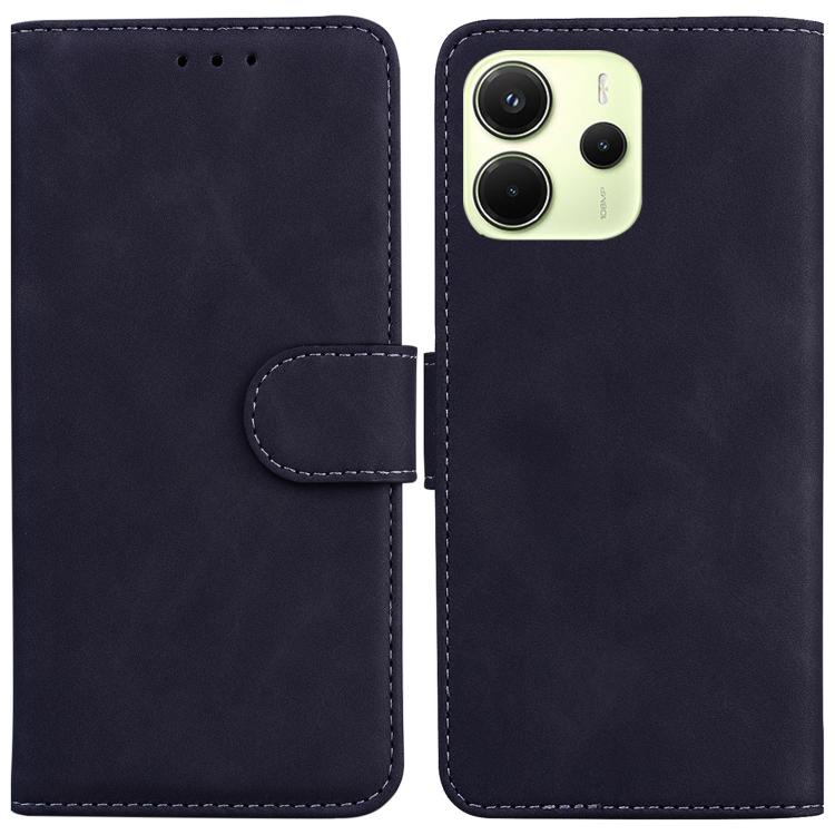 

For Redmi Note 14 4G 163.25mm Skin Feel Pure Color Flip Leather Phone Case(Black)
