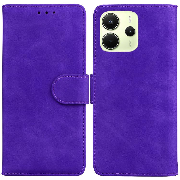 

For Redmi Note 14 4G 164.84mm Skin Feel Pure Color Flip Leather Phone Case(Purple)