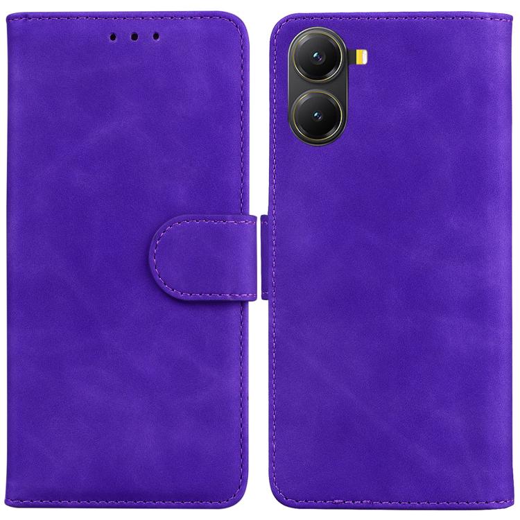 

For Redmi Turbo 4 / Xiaomi Poco X7 Pro Skin Feel Pure Color Flip Leather Phone Case(Purple)