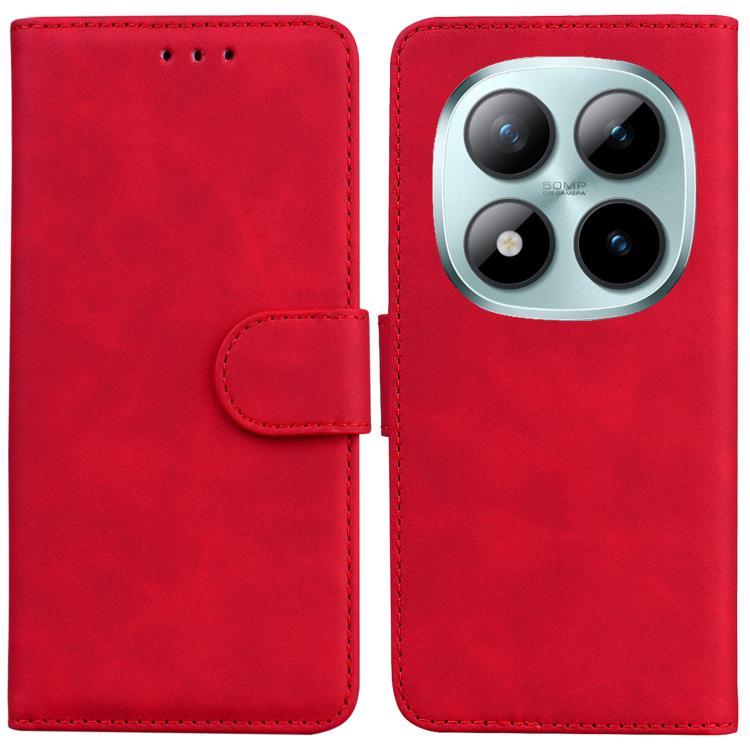 

For Redmi Note 15 Pro+ 5G 163.3mm / Poco M8 Pro 5G Skin Feel Pure Color Flip Leather Phone Case(Red)
