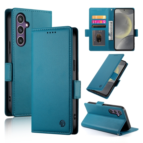 

For Samsung Galaxy S24 5G Side Buckle Magnetic Frosted Leather Phone Case(Blue)