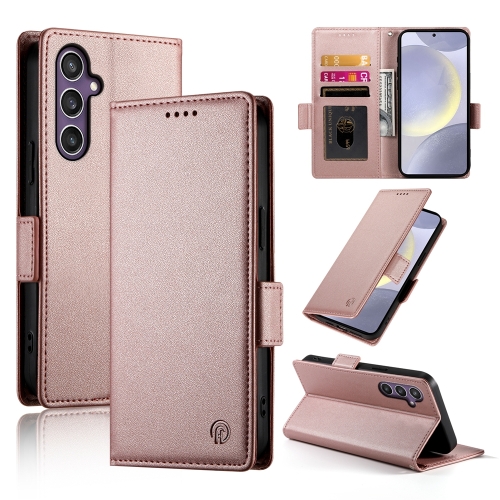 

For Samsung Galaxy S24+ 5G Side Buckle Magnetic Frosted Leather Phone Case(Rose Gold)