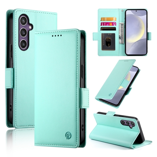 

For Samsung Galaxy S24+ 5G Side Buckle Magnetic Frosted Leather Phone Case(Mint Green)