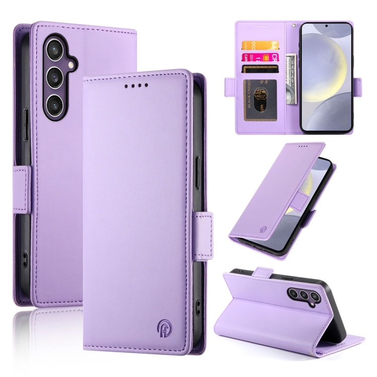 

For Samsung Galaxy S24+ 5G Side Buckle Magnetic Frosted Leather Phone Case(Purple)