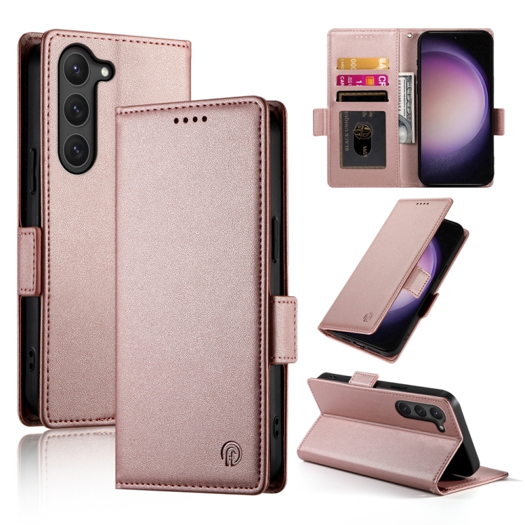 

For Samsung Galaxy S23 5G Side Buckle Magnetic Frosted Leather Phone Case(Rose Gold)