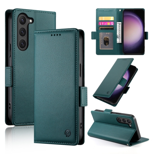 

For Samsung Galaxy S23 5G Side Buckle Magnetic Frosted Leather Phone Case(Dark Green)