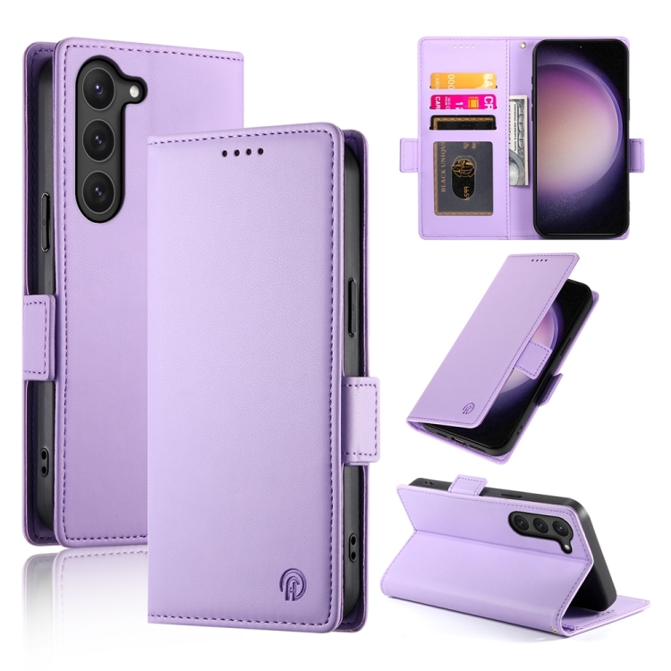 

For Samsung Galaxy S23 5G Side Buckle Magnetic Frosted Leather Phone Case(Purple)