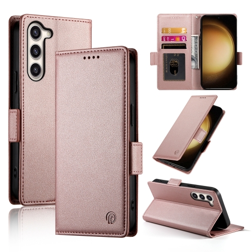 

For Samsung Galaxy S23+ 5G Side Buckle Magnetic Frosted Leather Phone Case(Rose Gold)