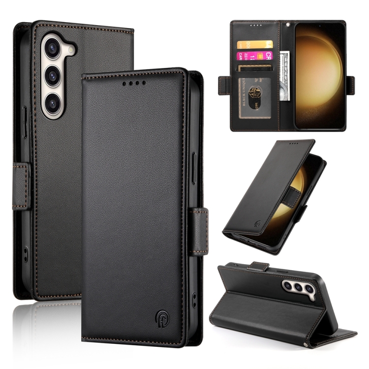 

For Samsung Galaxy S23+ 5G Side Buckle Magnetic Frosted Leather Phone Case(Black)
