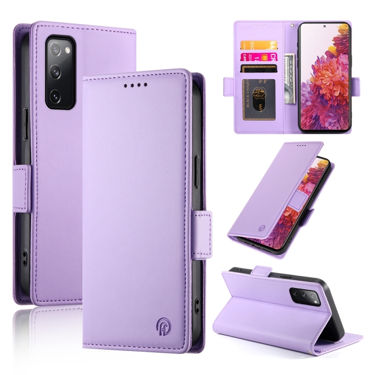 

For Samsung Galaxy S20 FE 5G Side Buckle Magnetic Frosted Leather Phone Case(Purple)