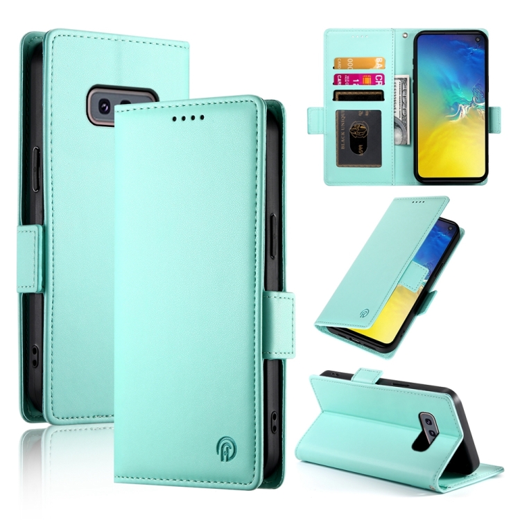 

For Samsung Galaxy S10e Side Buckle Magnetic Frosted Leather Phone Case(Mint Green)