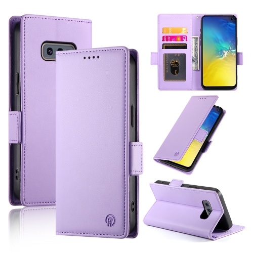 

For Samsung Galaxy S10e Side Buckle Magnetic Frosted Leather Phone Case(Purple)