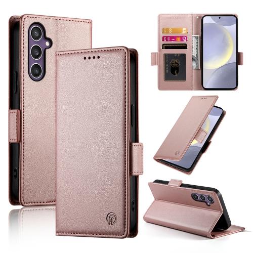 

For Samsung Galaxy S25+ 5G Side Buckle Magnetic Frosted Leather Phone Case(Rose Gold)