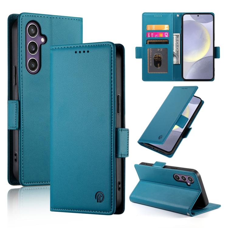 

For Samsung Galaxy S25+ 5G Side Buckle Magnetic Frosted Leather Phone Case(Blue)