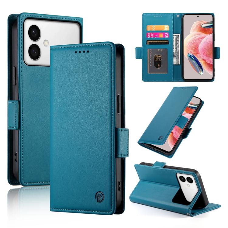 

For Samsung Galaxy S26 Edge 5G Side Buckle Magnetic Frosted Leather Phone Case(Blue)