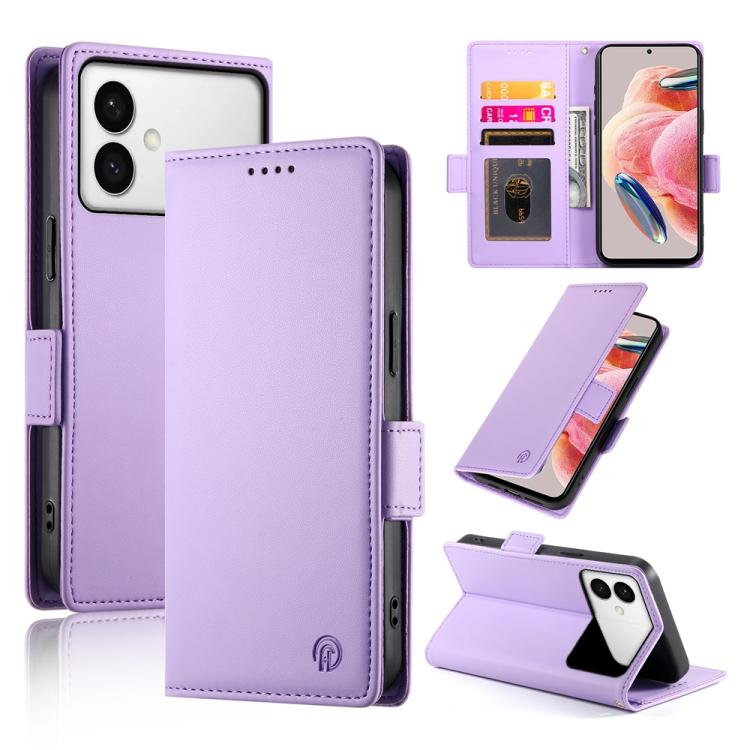 

For Samsung Galaxy S26 Edge 5G Side Buckle Magnetic Frosted Leather Phone Case(Purple)