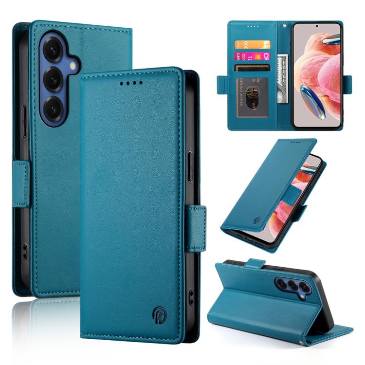 

For Samsung Galaxy S26 Pro 5G Side Buckle Magnetic Frosted Leather Phone Case(Blue)