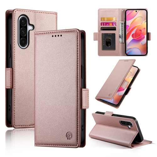 

For Samsung Galaxy A26 5G Side Buckle Magnetic Frosted Leather Phone Case(Rose Gold)