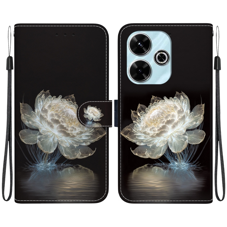 

For Xiaomi Redmi 13 4G Crystal Texture Colored Drawing Leather Phone Case(Crystal Peony)