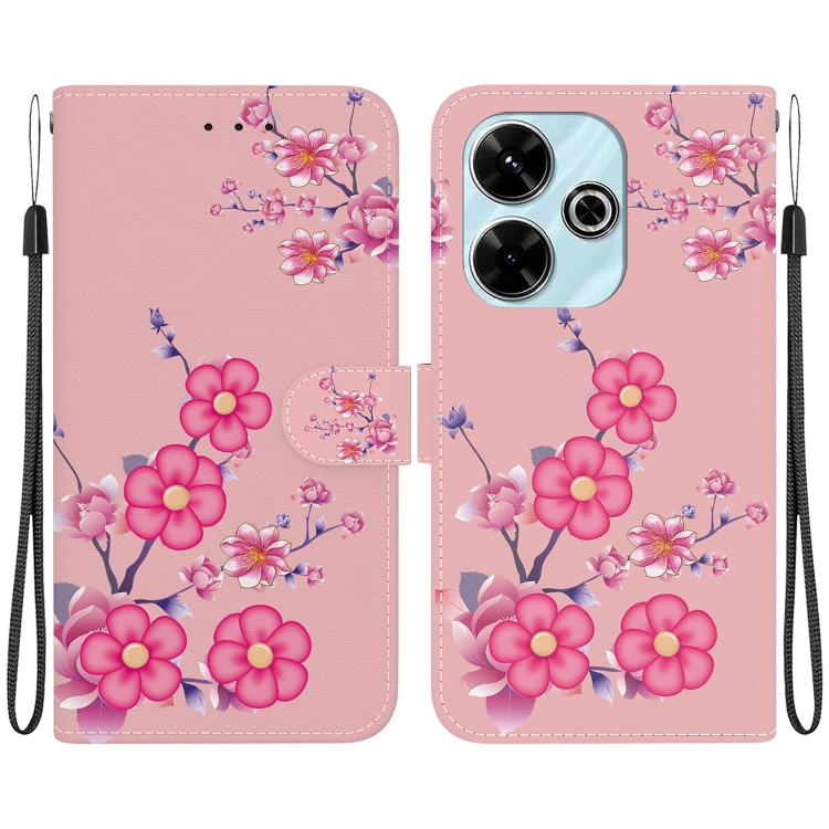 

For Xiaomi Redmi 13 4G Crystal Texture Colored Drawing Leather Phone Case(Cherry Blossoms)