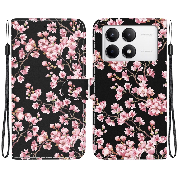 

For Xiaomi Redmi K70 Pro / K70 Crystal Texture Colored Drawing Leather Phone Case(Plum Bossom)