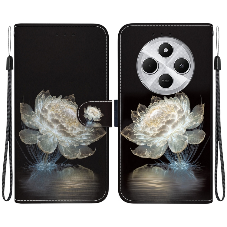 

For Redmi 14C 4G Crystal Texture Colored Drawing Leather Phone Case(Crystal Peony)