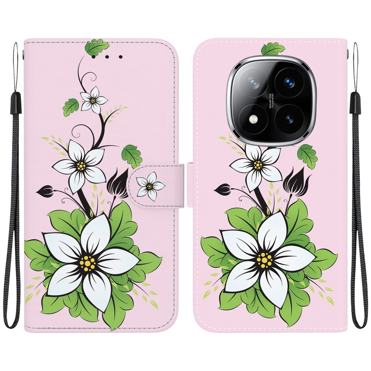 

For Redmi Note 14 Pro / Note 14 Pro+ 5G Crystal Texture Colored Drawing Leather Phone Case(Lily)