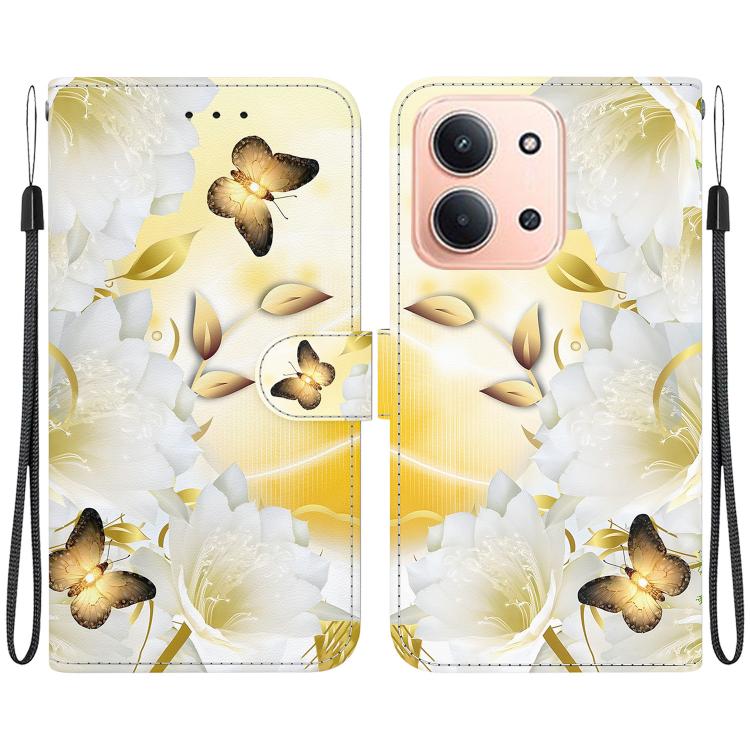 

For Redmi 15C 5G / 4G EU 173mm / Poco C85 5G Crystal Texture Colored Drawing Leather Phone Case(Gold Butterfly Epiphyllum)